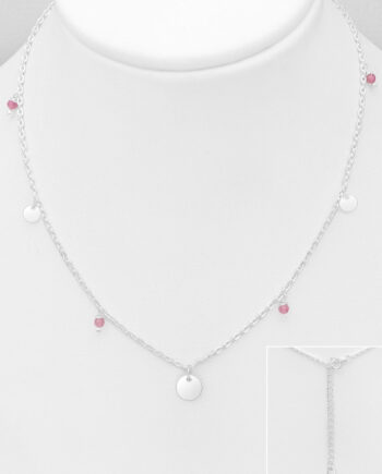 925 Sterling Sølv Halskæde Med Med Pink Turmalin