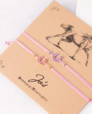 Armbånd Hestesko Pink Sølv