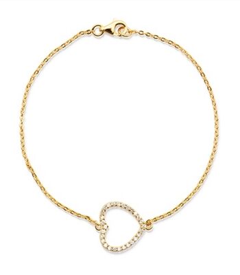 Armbånd Forgyldt Sølv Med Hjerte Zirkoniasten