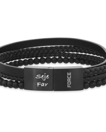 Force Armbånd Sort Læder Sort Stål Lås