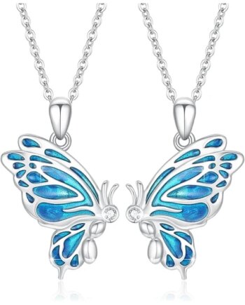 Fortryllende Sommerfugl Veninde Halskæde Til 925 Sterling Sølv