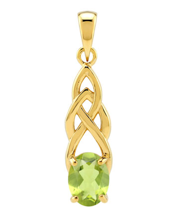 Keltisk Vedhæng Med Peridot 30mm Kæde Forgyldt
