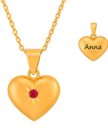 Nordahl Andersen Guldhjerte Rubin Vedhæng Inkl Kæde