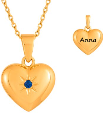 Nordahl Andersen Guldhjerte Safir Vedhæng Inkl Kæde