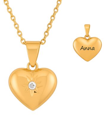 Nordahl Andersen Guldhjerte Zirkon Vedhæng Inkl Kæde