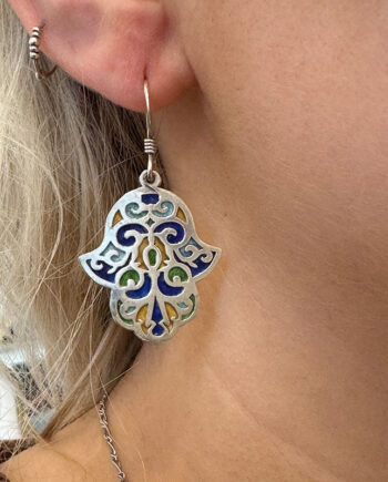 øreringe Sølv Emalje Fatima Maroc