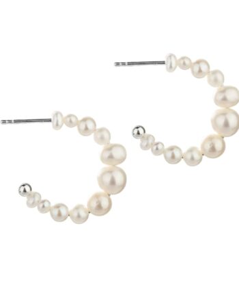 Pretty Pearl Hoop  Silver
