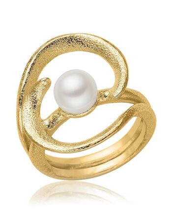 Ring Guldbelagt Sølv Med Perle