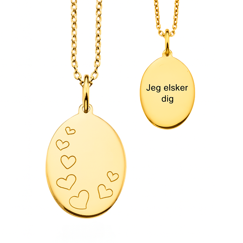 Scrouples Amulet Hjerter 8kt Guld Inkl Forgyldt Kæde