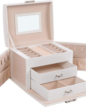 Smykkeskrin Med Mange Rum Skrin Til Smykker Hvid Kunstlæder