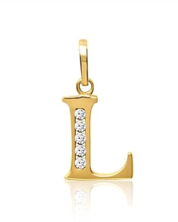 Vedhæng Guld Med Bogstavet Zirkoniasten