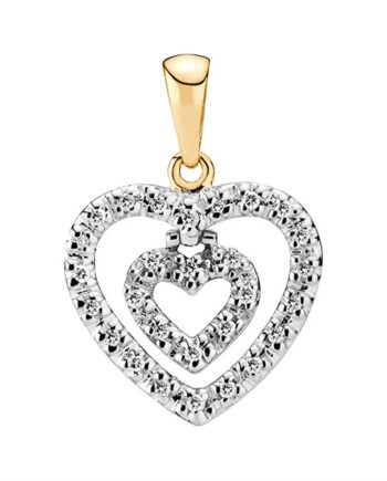 Vedhæng Guld Med Dobbelt Hjerte Diamanter