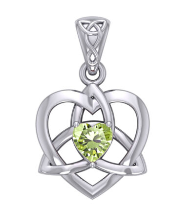 Vedhæng Keltisk Hjerte Treenighedssymbolet Med Peridot 26mm Kæde