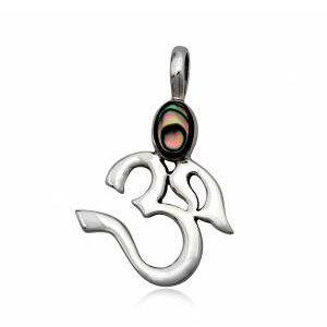 Aum Vedhæng Med Abalone 32mm Kæde