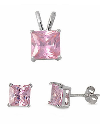 Smykkesæt Med Pink Zirkonia Kæde