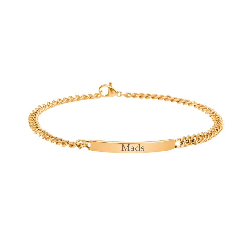 Son Noa Armbånd Forgyldt Stål Med Plade 5mm