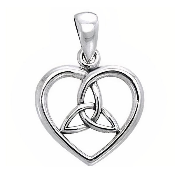 Vedhæng Hjerte Med Triquetra Treenighedssymbolet 22mm Kæde