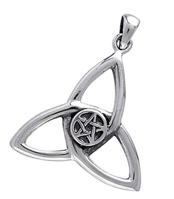 Vedhæng Med Triquetra Treenighedssymbolet Pentagrammet 31mm Kæde