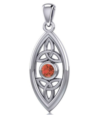Vedhæng Med Triquetra Treenighedssymbolet Rød Granat 32mm Kæde