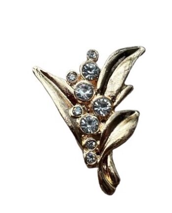 Broche Guld Gren Med Sten