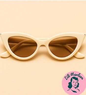 Cateye Solbriller Creme Med Brunt Glas