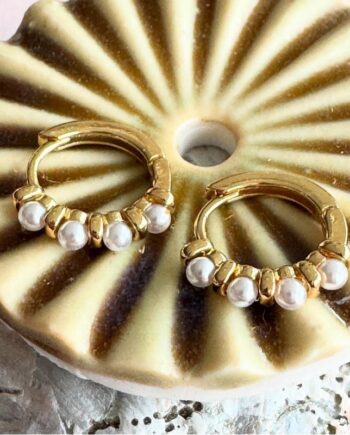 øreringe ørestikker Friihof  Siig Guldbelagt Perler  Pearl Hoops