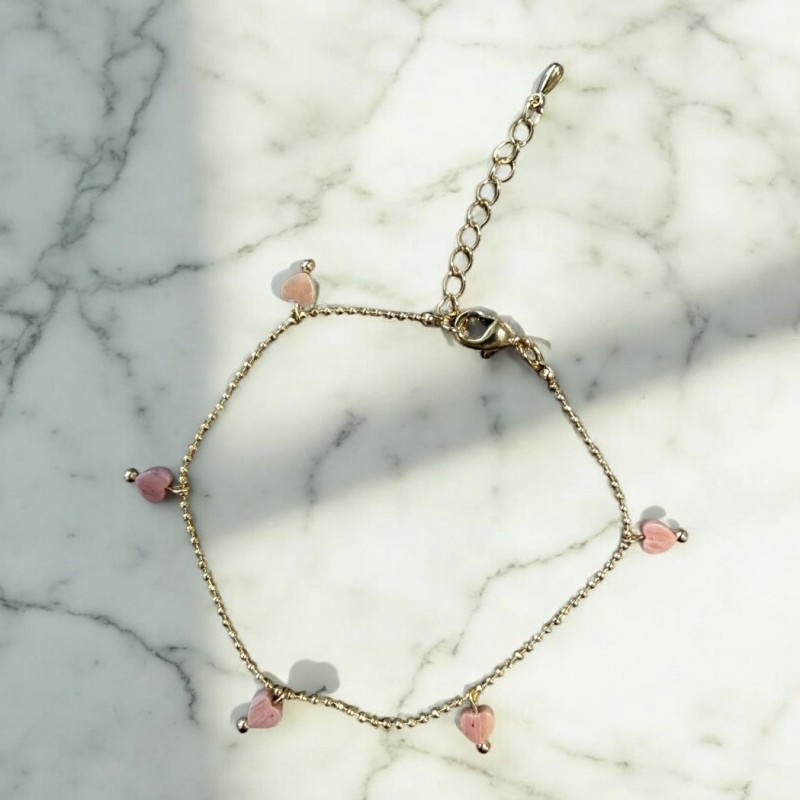 Armbånd Friihof Siig Guldbelagt Tiny Chain Hjerter