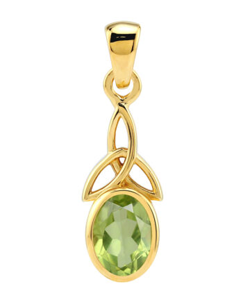 Keltisk Vedhæng Med Peridot Treenighedssymbol 27mm Kæde Forgyldt