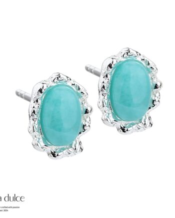 Amazonit Stud ørestikker Sterling Sølv Med Oval Amazonit