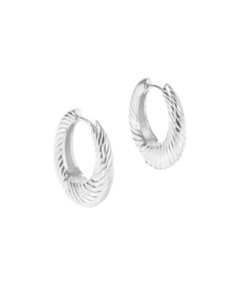 Chunky Line Hoop  Silver