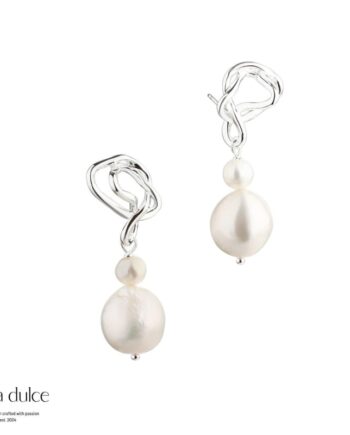 Curly Pearl Earstud  Silver