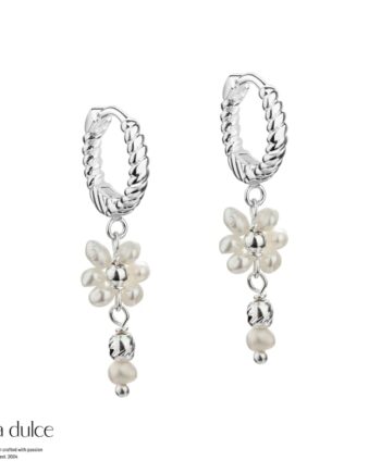 Daisy Pearl Hoops  Silver