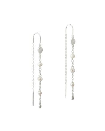 Line Earring Pearl  Silver