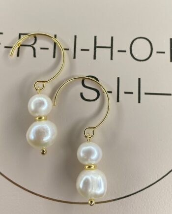 øreringe Fra Friihof  Siig Gold  White Pearl Duo