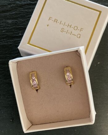 øreringe Friihof  Siig Guldbelagt Rosa Slebet Glas