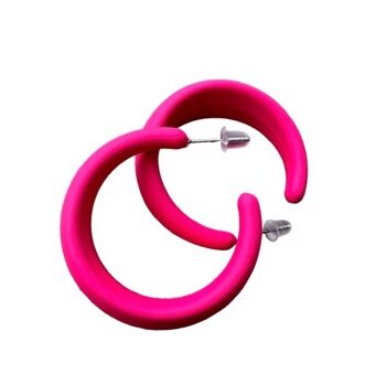 øreringe Klassiske Runde Halv Creoler Pink