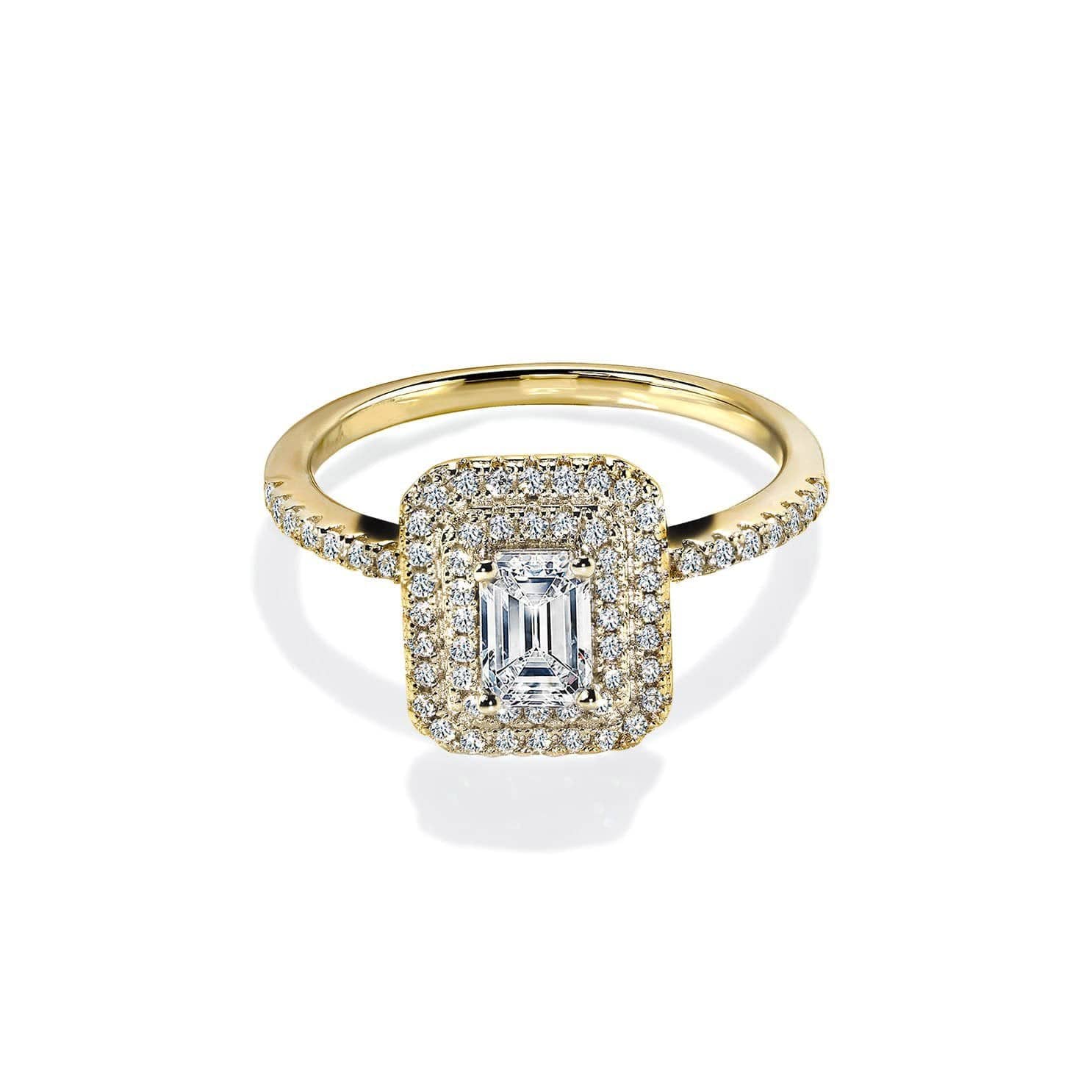 Oxford Emerald Cut Dobbelt Halo Ring