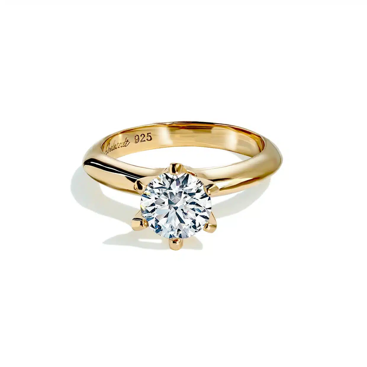 Oxford Fatninger Solitaire Ring Forgyldt Sterlingsølv