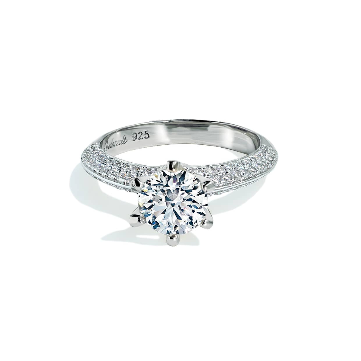 Oxford Fatninger Solitaire Ring Med Sidesten