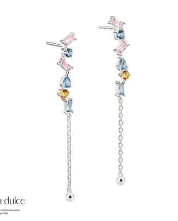 Pastel Baguette Love Earstuds  Silver
