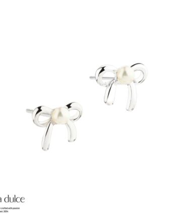 Simple Bow Pearl  Silver