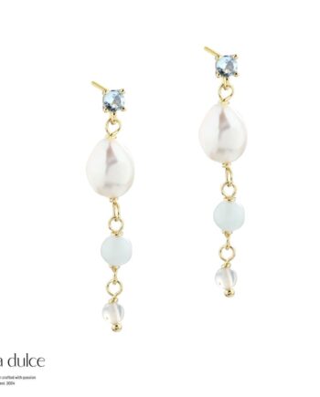 Sky Blue Pearl Earstud  Golden