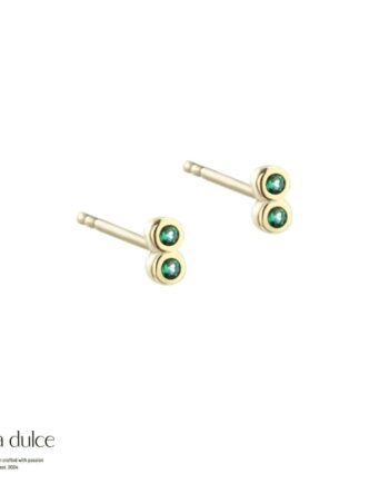 Tiny Green Earstud  Golden
