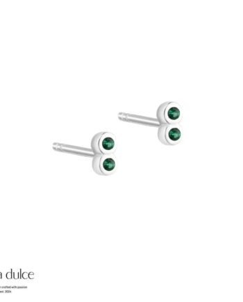 Tiny Green Earstud  Silver