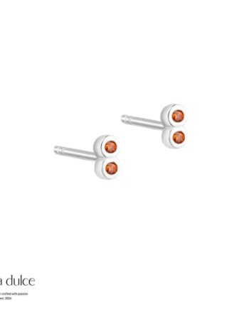 Tiny Orange ørestikker Sterling Sølv Med Små Orange Zirkonia