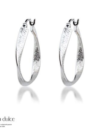 Twisted Lines Hoop  Silver