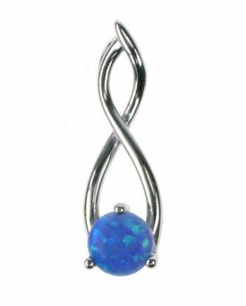 Twister Opal Smykke Vedhæng Med Blå Opal Sten 925 Sterling Sølv   Rhodium Belægning