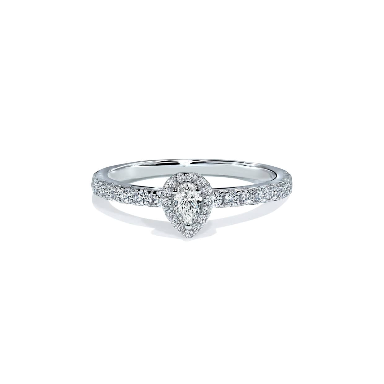 Venedig Pæreformet Halo Diamant Forlovelsesring