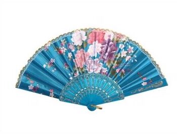 Vifte Stor: Sød Vifte Teal Med Pink Lilla Flora