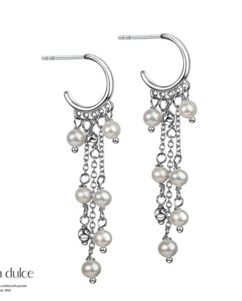 Wendy Pearl Hoop  Silver